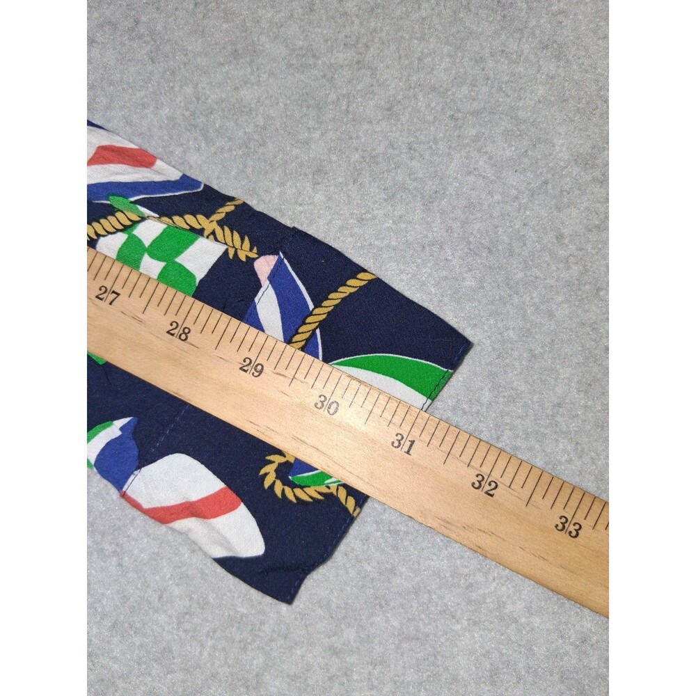 Crown & Ivy Nautical Flag Long Sleeve Blouse Size L Multicolor Coastal Tie Neck - Picture 9 of 10